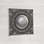 square wall clock with a vintage design