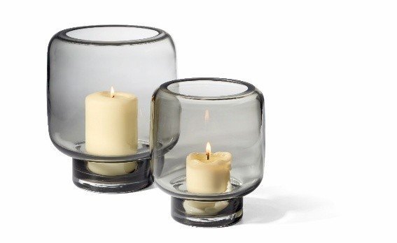 Large Mouth-Blown Glass Vase/Candle Holder (24cm)