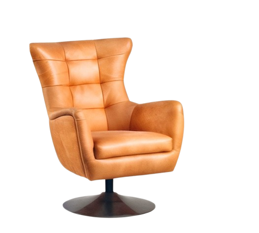 Upholstered swivel armchair