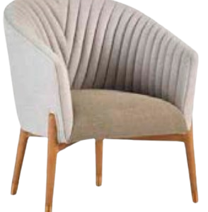 Upholstered armchair with close-slat finish