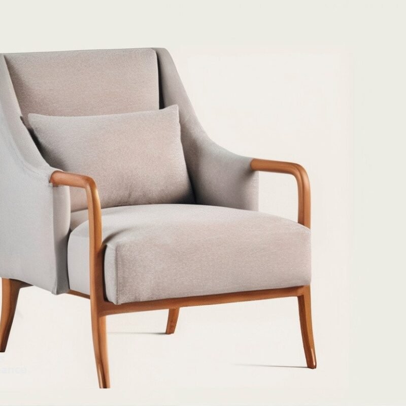 Upholstered armchair with cushion