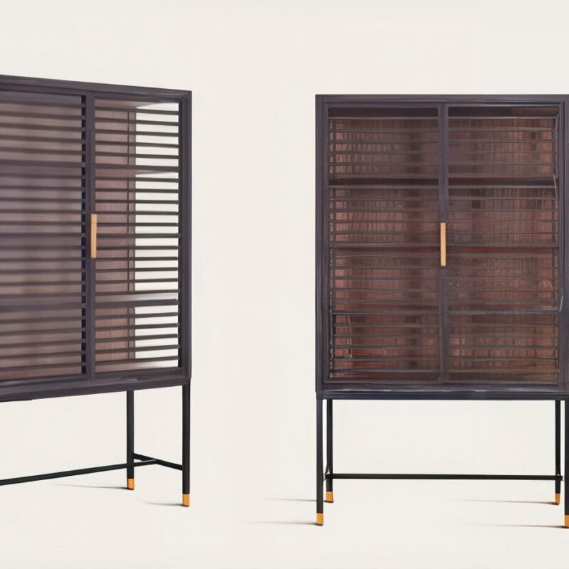 Glass cabinet with 2 doors