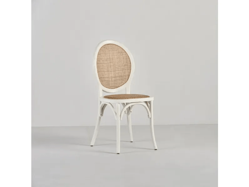 Chair made of solid wood, ribbed and braided seat and backrest. Handcrafted.