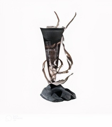 Decorated vase in shaded glass