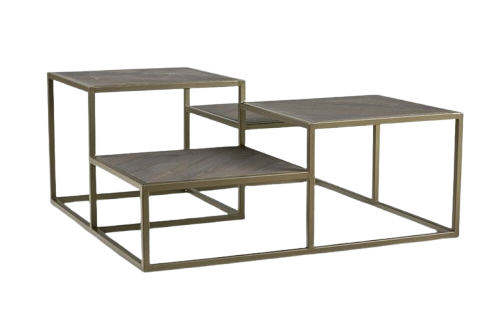 a square coffee table with a modern design