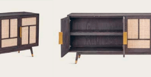 Wooden base with metal feet console