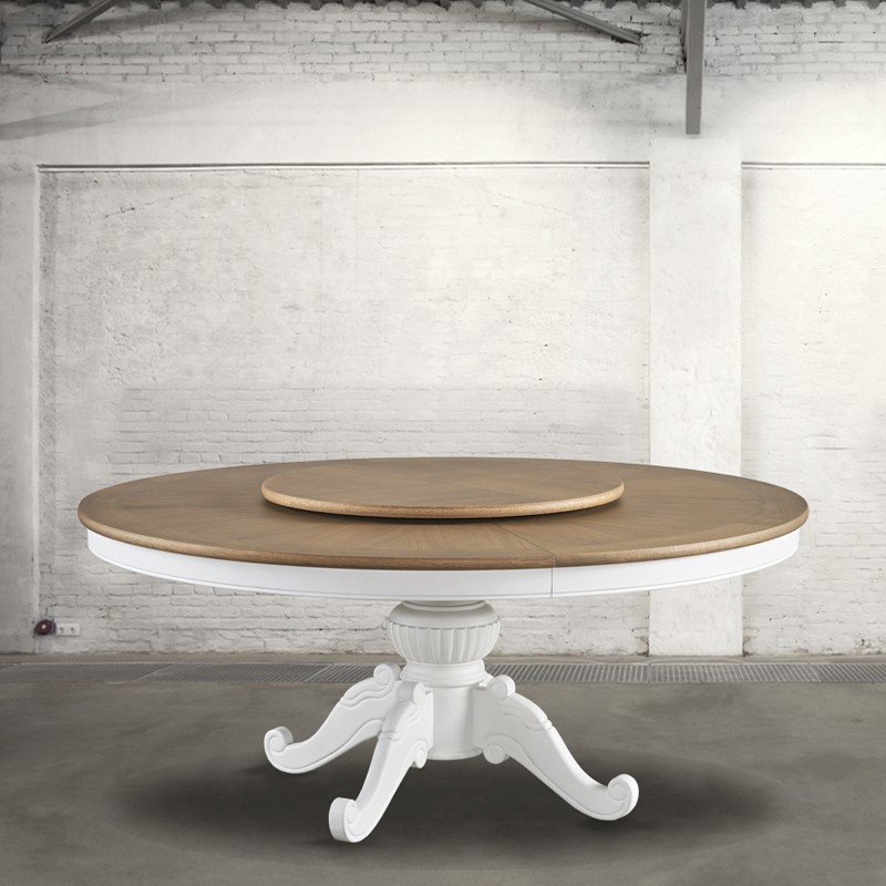 Round table with a swivel top in oak