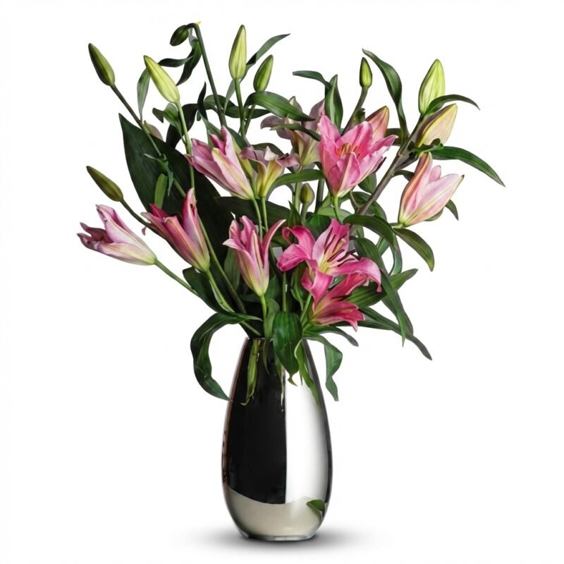 Anais Large Nickel-Plated Stainless-Steel Vase (Mirror Polished)
